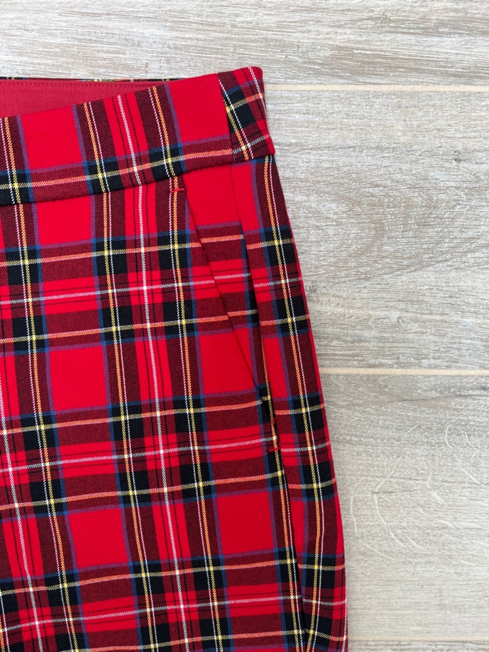 JCREW Factory Red Plaid Straight-Leg Pants - Picture 5 of 9